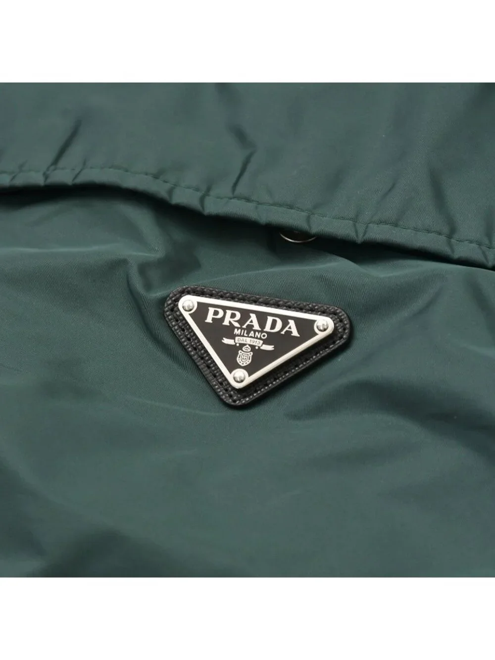 Prada Re-Nylon Hooded Nylon Rain Poncho Anorak Metal Green Half Zip S